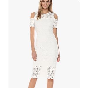 Sold - White Lace Cold Shoulder Midi Dress